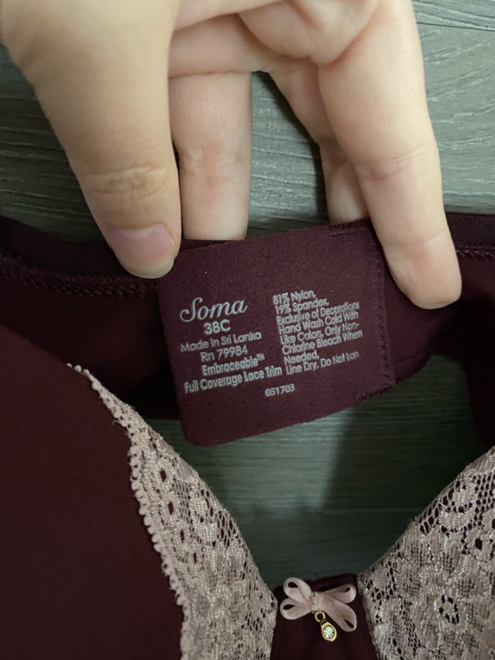 Soma Embraceable Full Coverage Lace Trim Bra NWT - Picture 3 of 5